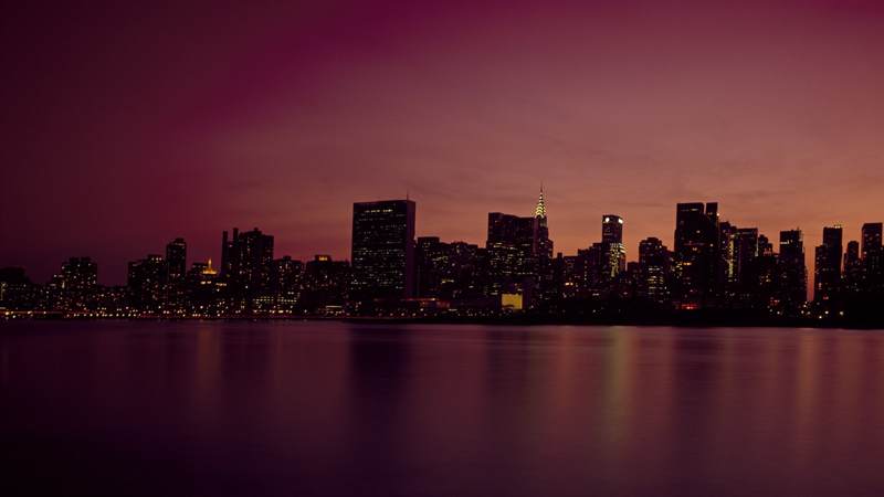 Manhattan skyline at dusk